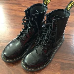 Black Patent Lamper Doc Martens 1460 8-Eye Boot Size 6